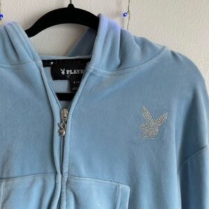 Playboy Baby Blue Velour Hoodie